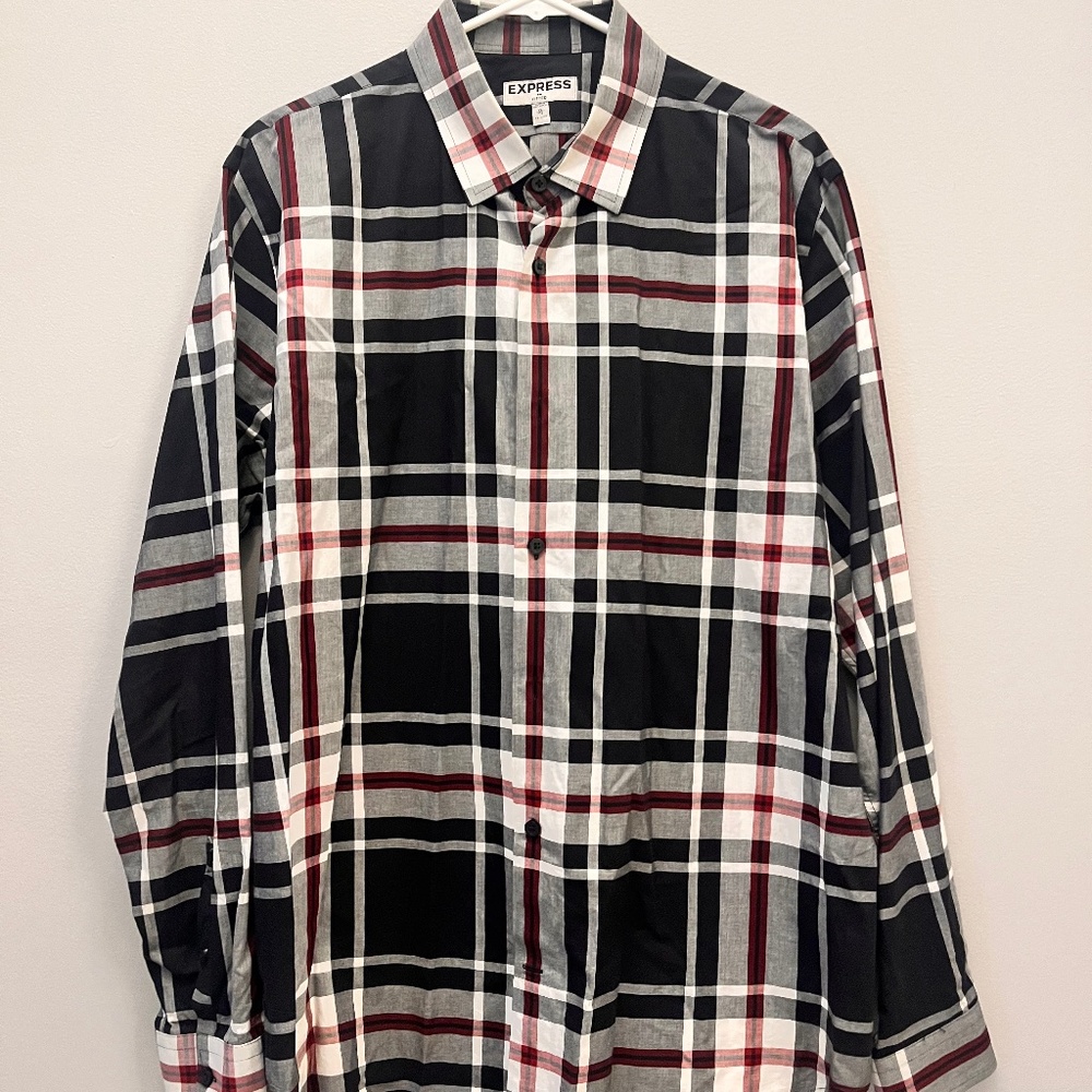 Express Mens Fitted Collared Dress Shirt Size XL